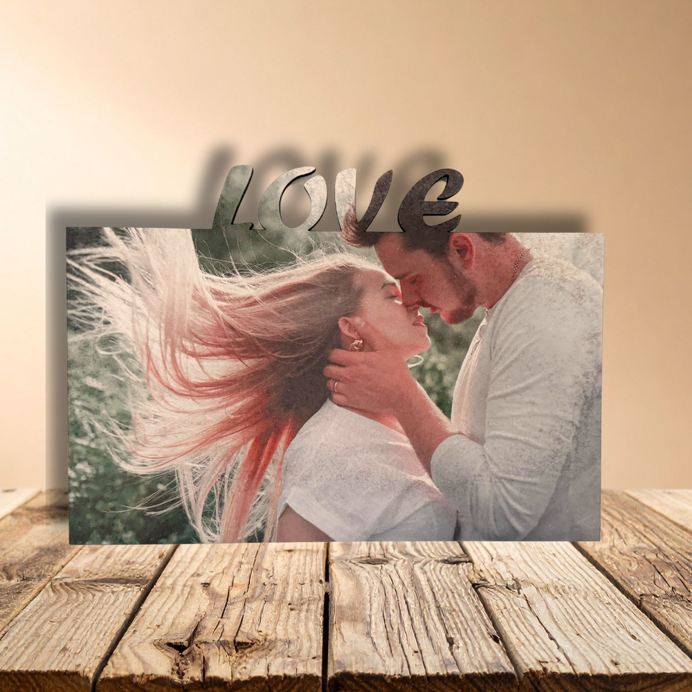 Personalisiertes Fotoschild mit Schriftzug – Familie, Mama, Papa oder Baby