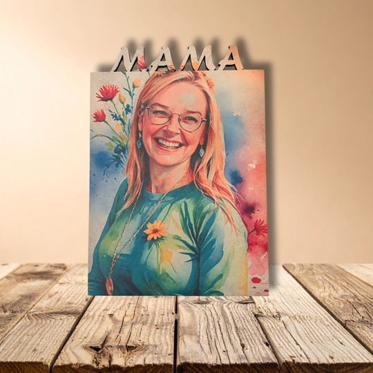 Personalisiertes Fotoschild mit Schriftzug – Familie, Mama, Papa oder Baby