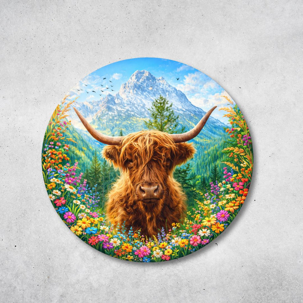 Rind Farbenfroh - Rundes Metallschild