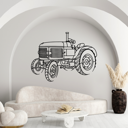 Oldtimer aus dem Jahr 1947 Traktor Silhouette Wanddekoration aus Metall