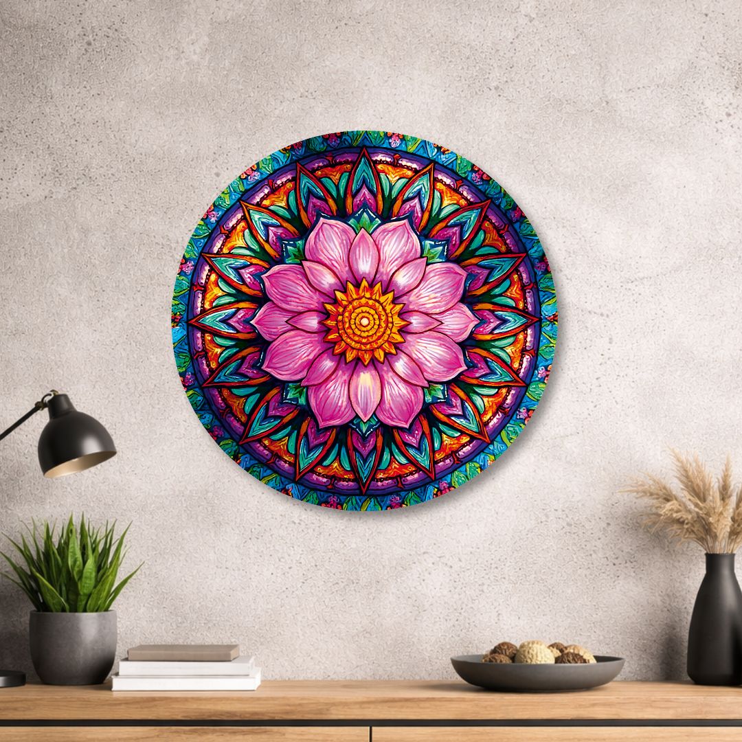 Blume des Lebens - Rundes Metallschild