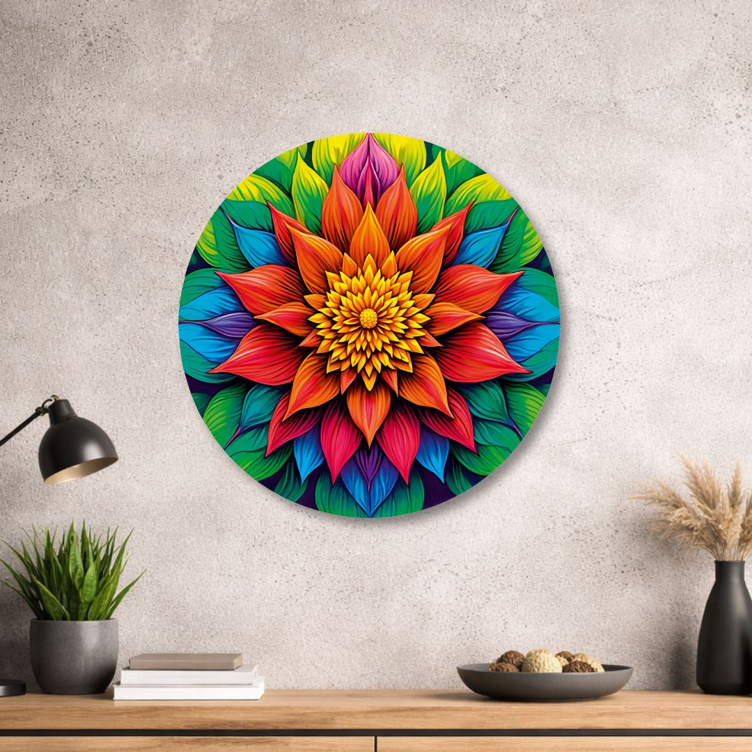 Blume des Lebens - Rundes Metallschild