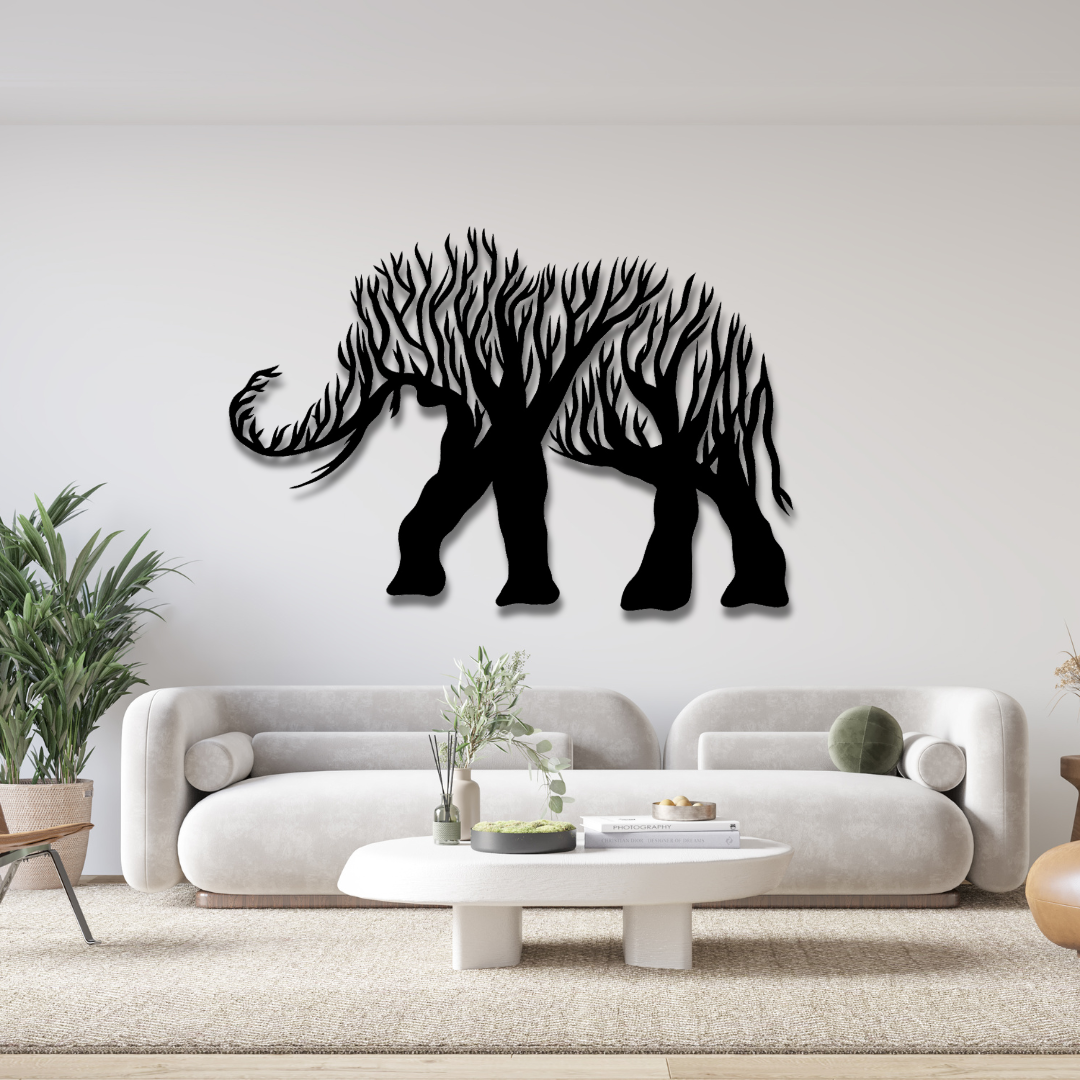 Modernes Metallbild Elefant – Elegantes Wanddekor mit Naturmotiv