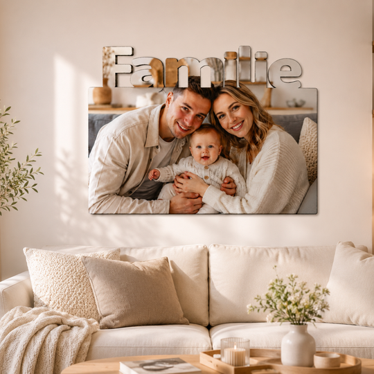 Personalisiertes Holzbild mit Schriftzug – Familie, Mama, Papa oder Baby | Individuelle Wanddeko aus Holz