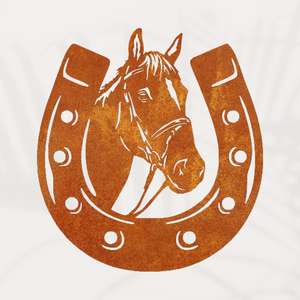 Pferd mit Hufeisen - Elegante Metall-Deko für Pferdeliebhaber