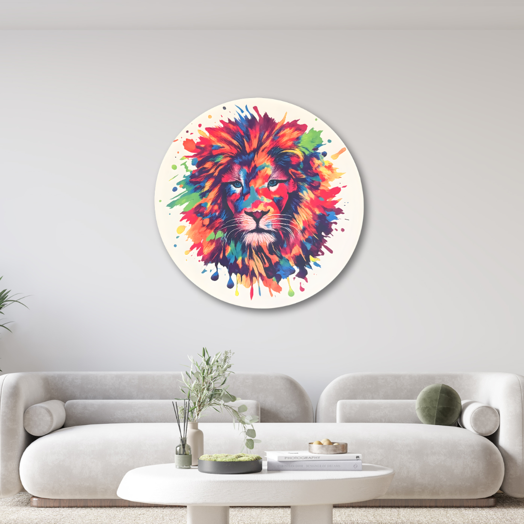 Löwenkopf - Rundes Metallschild