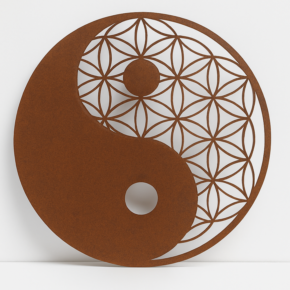 Yin Yang Blume des Lebens - Elegante Metall-Deko