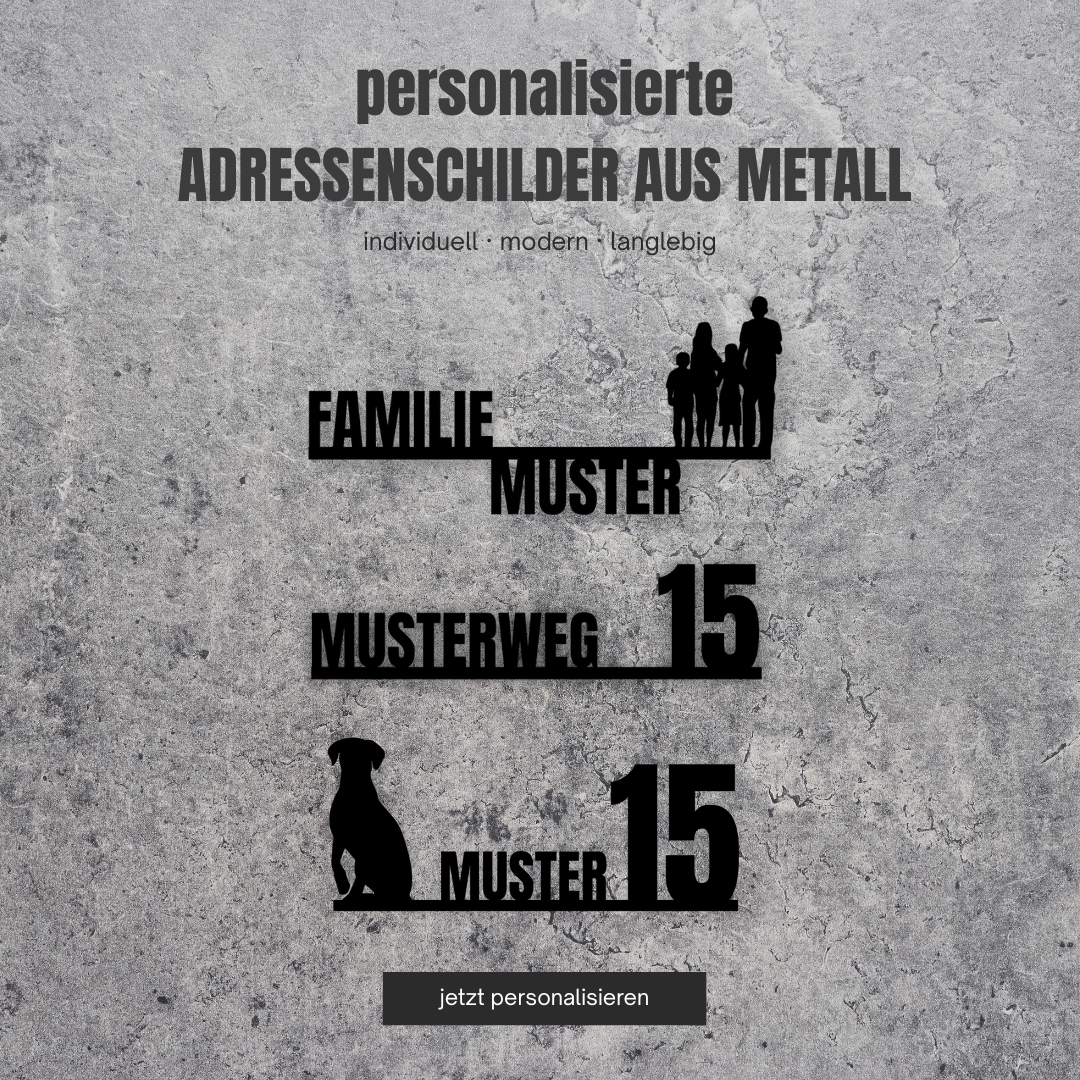 Individelles Adressenschild / Hausschild – personalisiert nach deinen Wünschen