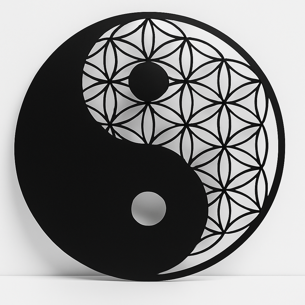 Yin Yang Blume des Lebens - Elegante Metall-Deko