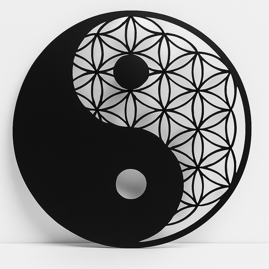 Yin Yang Blume des Lebens - Elegante Metall-Deko