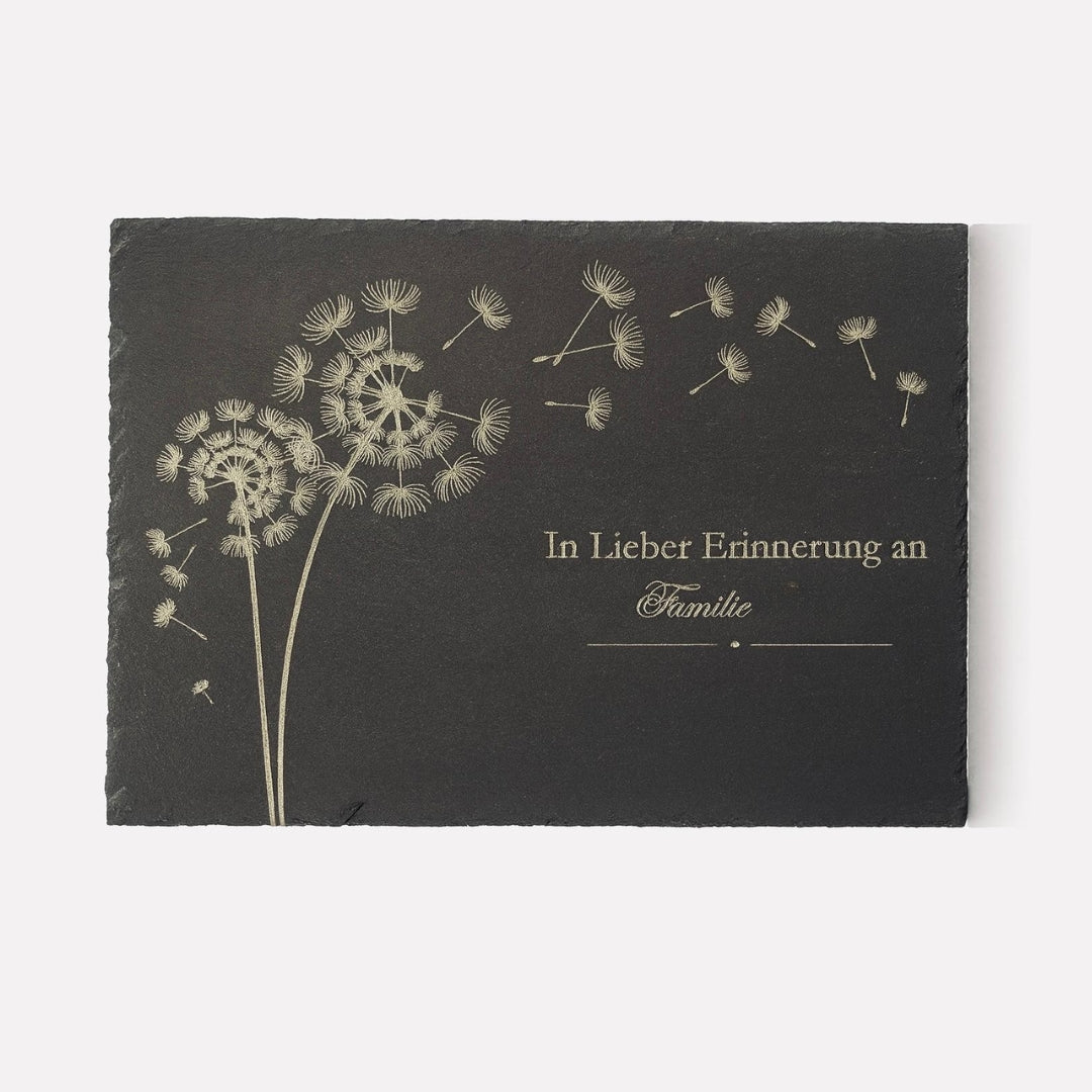 Personalisiertes Trauergeschenk – Schieferplatte mit Gravur & Motiv - Andenken & Erinnerung