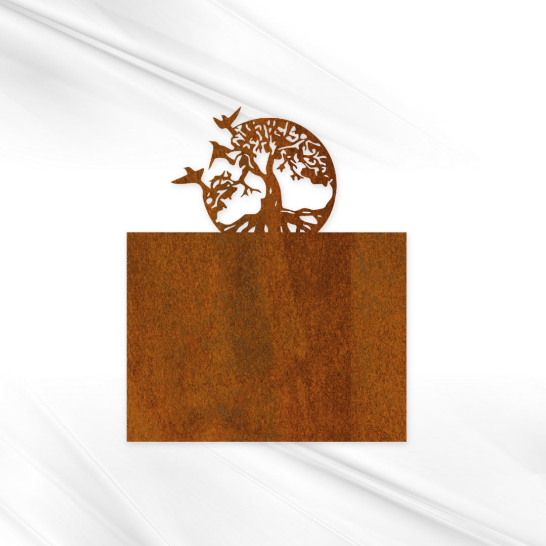 Gedenktafel mit Baum des Lebens – Metall pulverbeschichtet oder Cortenstahl