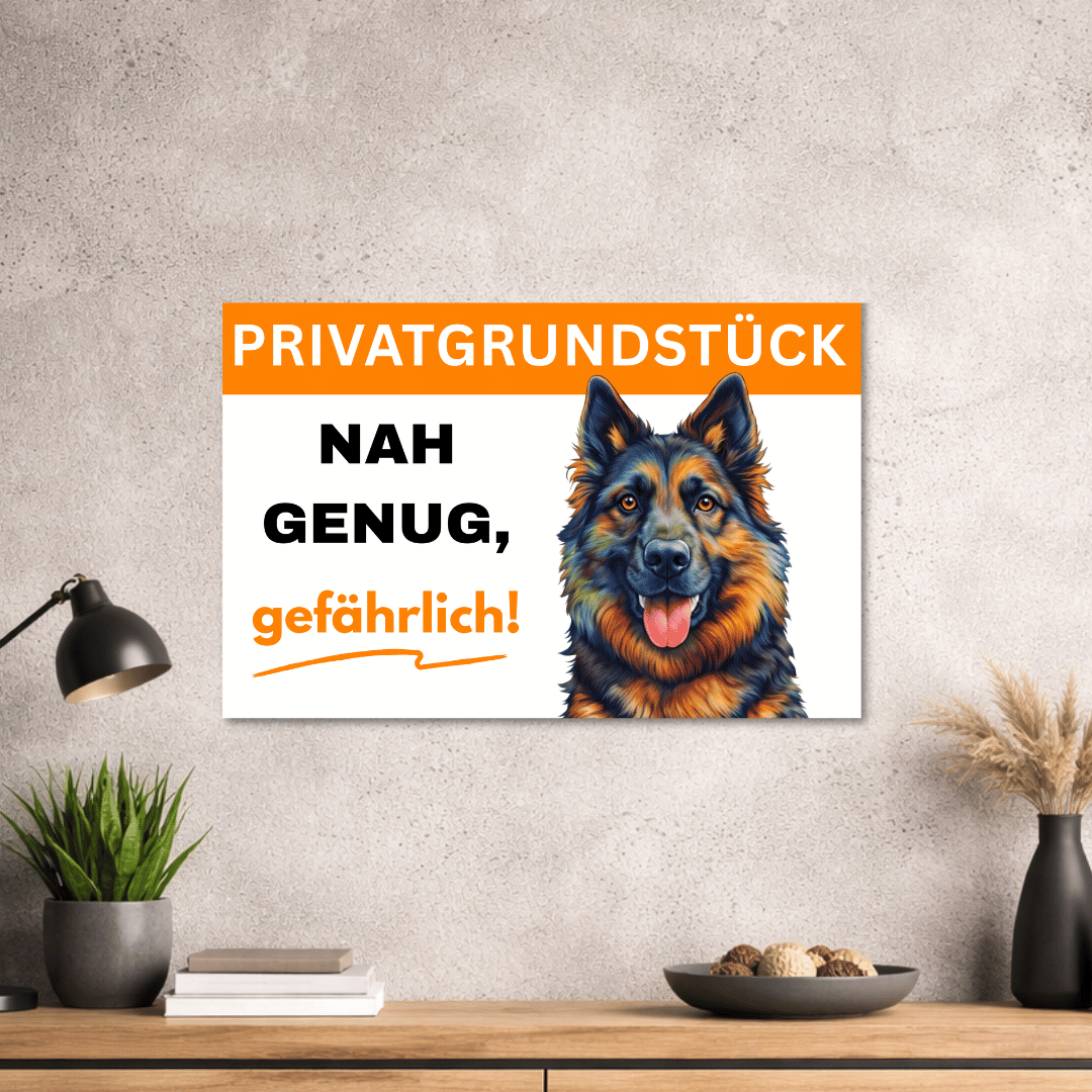 Hinweisschild - Warnschild Privatgrundstück mit Hundemotiv