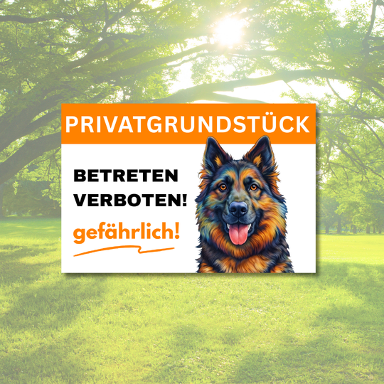 Hinweisschild - Warnschild Privatgrundstück mit Hundemotiv