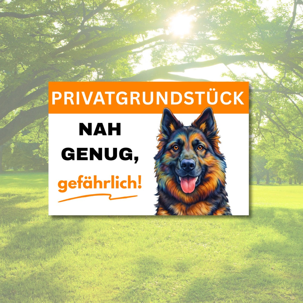 Hinweisschild - Warnschild Privatgrundstück mit Hundemotiv