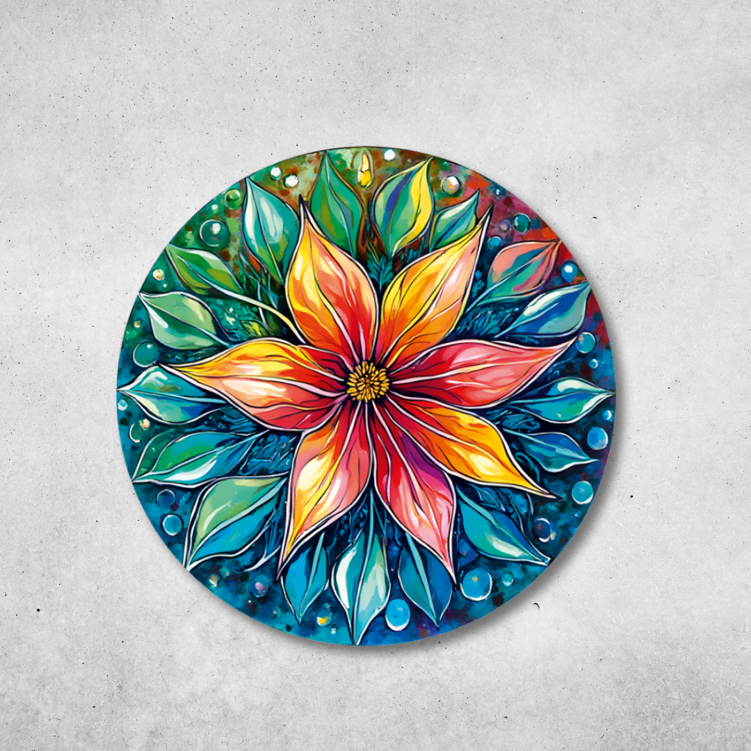 Blume des Lebens - Rundes Metallschild