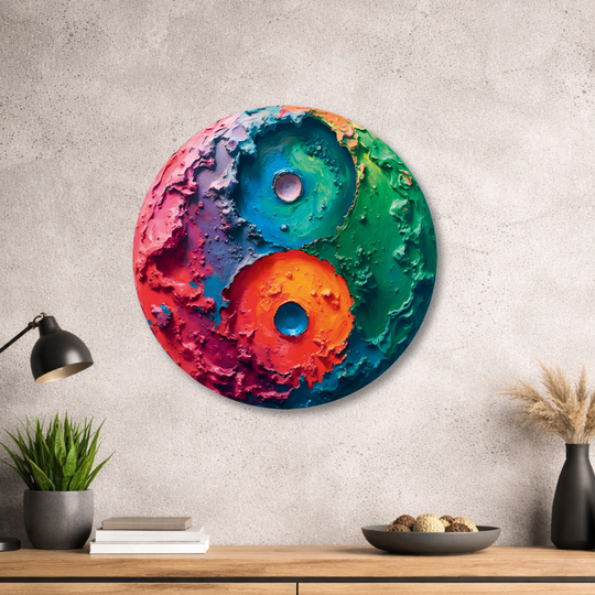 Yin Yang - Rundes Metallschild