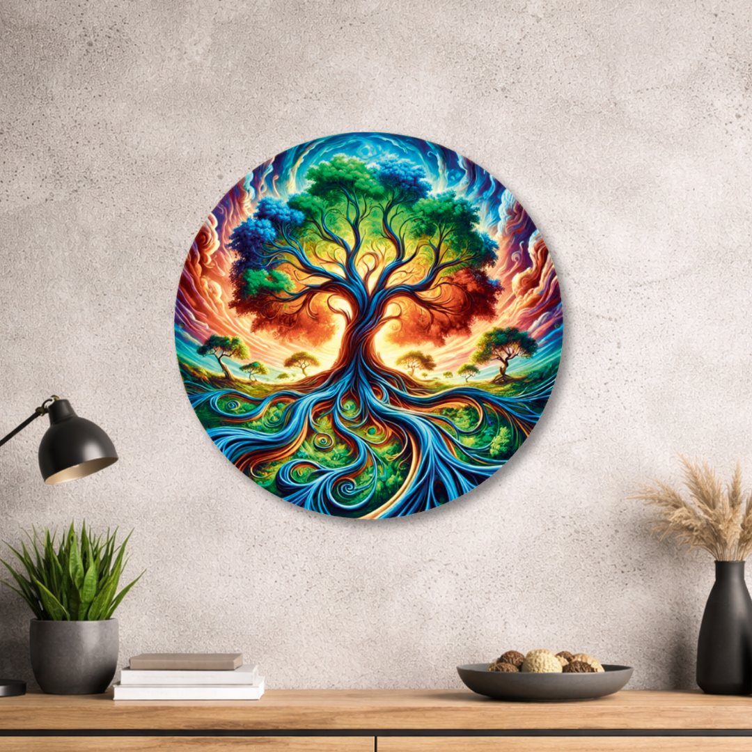 Baum des Lebens - Rundes Metallschild