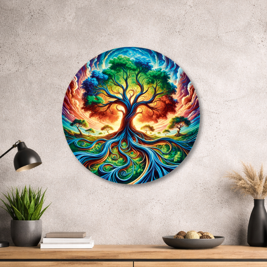 Baum des Lebens - Rundes Metallschild