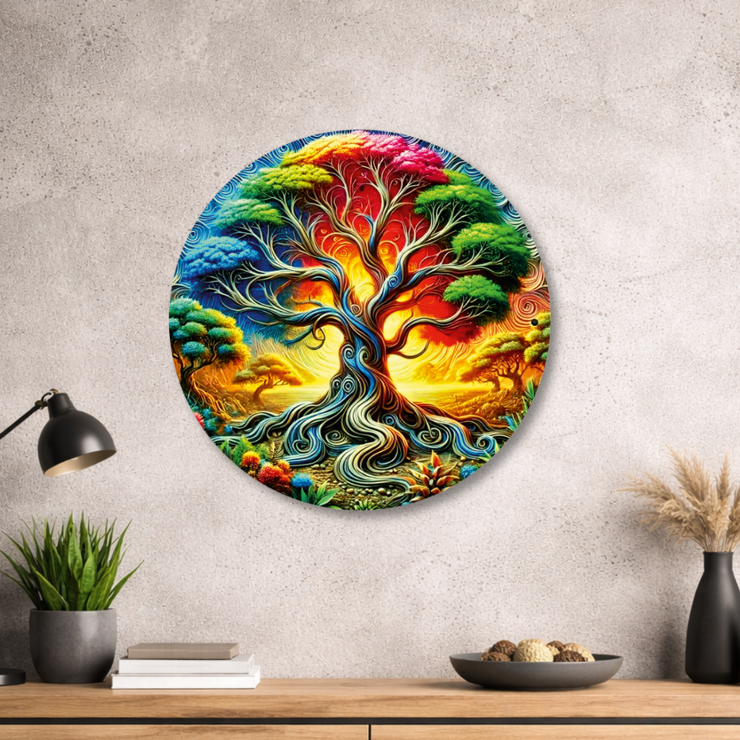 Baum des Lebens - Rundes Metallschild