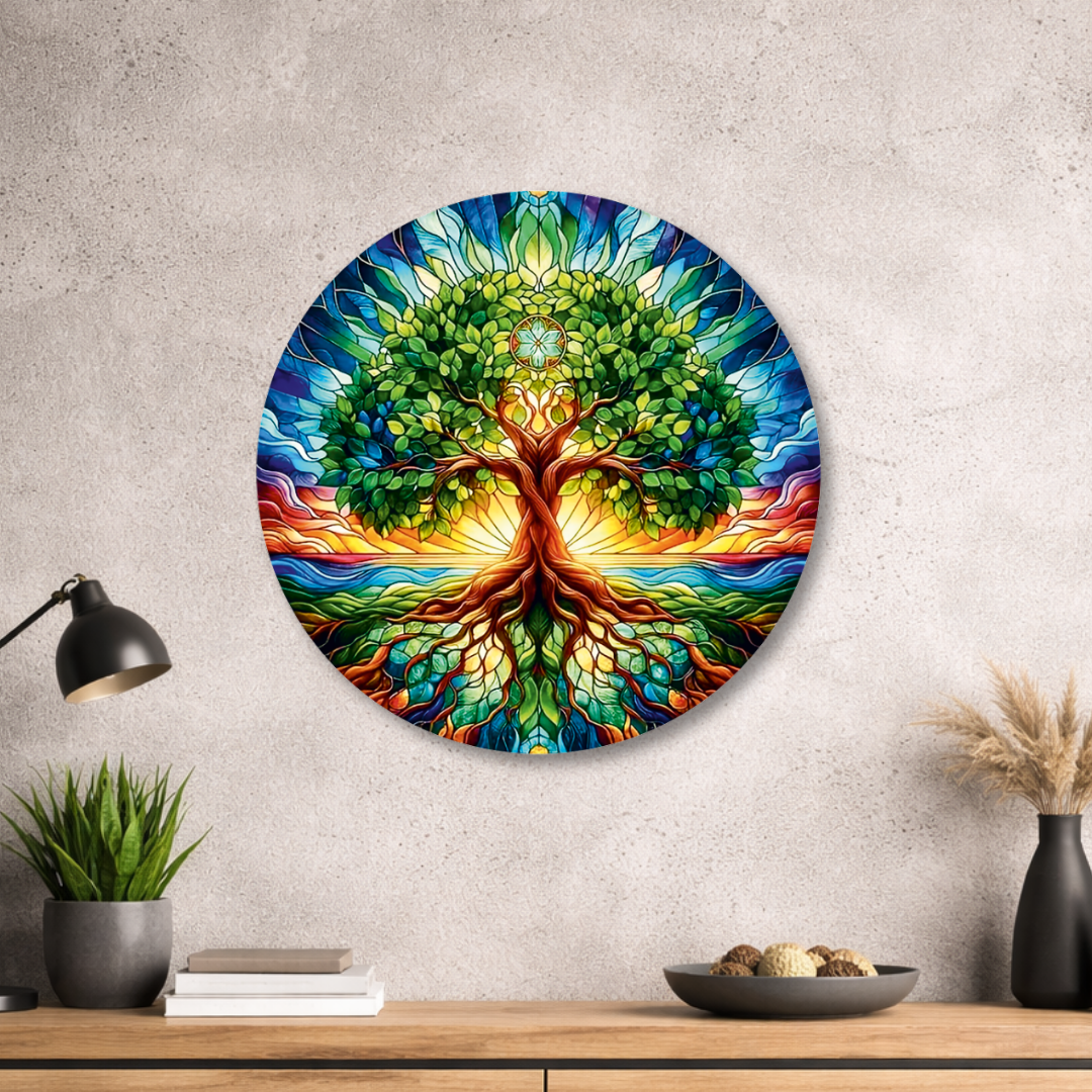 Baum des Lebens - Rundes Metallschild
