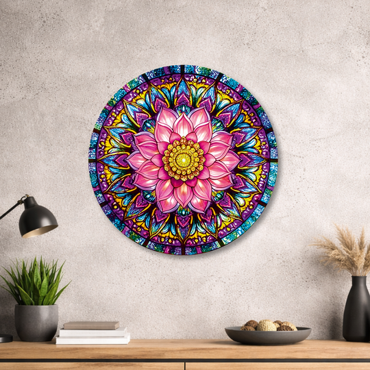 Blume des Lebens - Rundes Metallschild