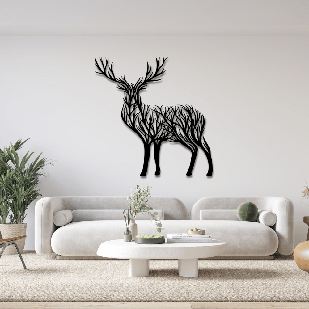 Modernes Metallbild Hirsch – Elegantes Wanddekor mit Naturmotiv - Laserfactory Austria