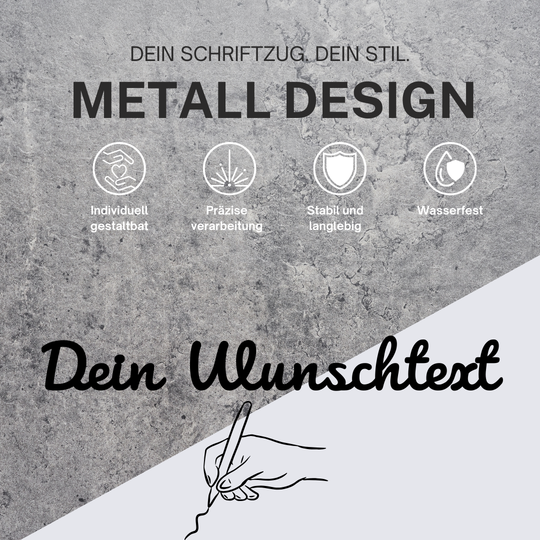 Wandbild mit Deinem Wunschtext - Personalisierter Metall-Schriftzug